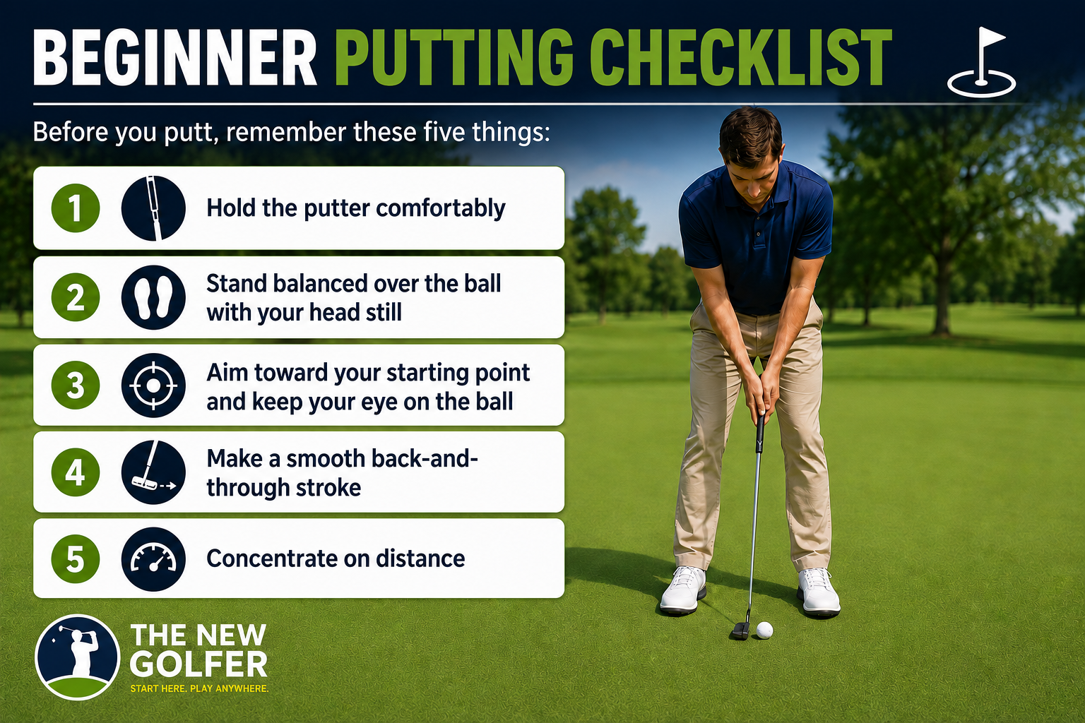 Beginner golf putting checklist