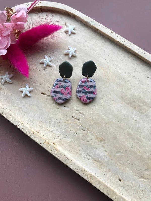 Army green stripes and flowers