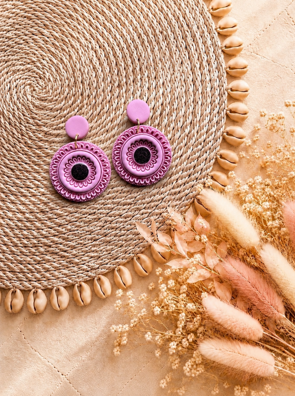 Statement oorbellen BOHO ROSE pink