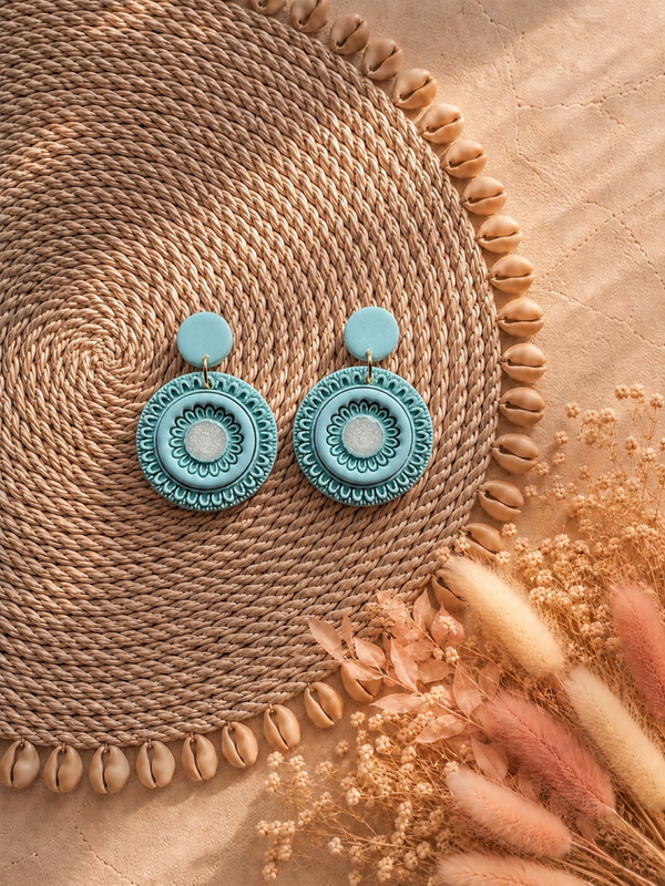 Statement oorbellen BOHO ROSE mint