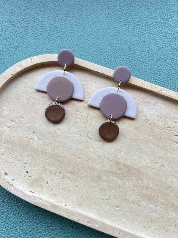 Statement oorbellen AZTEEKA creme & taupe