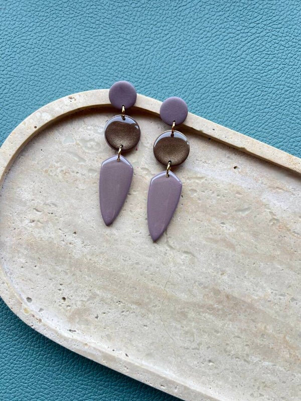 Statement oorbellen AZTEEKA taupe & brons
