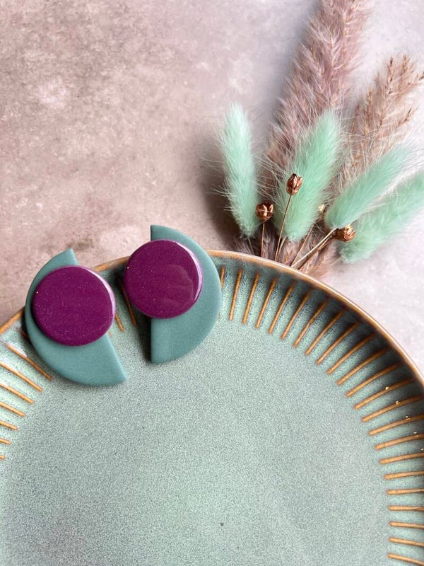 Maxi studs AZTEEKA groen & paars