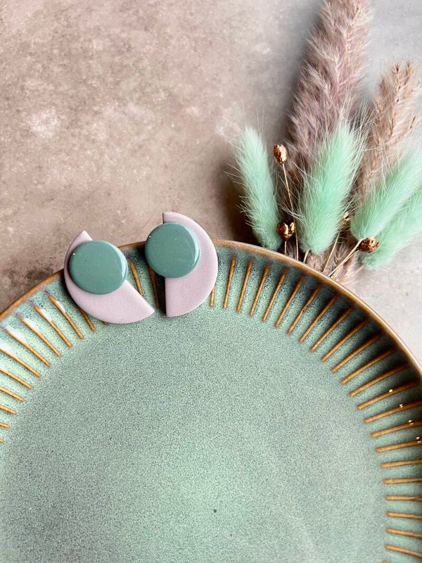 Studs AZTEEKA creme & salie