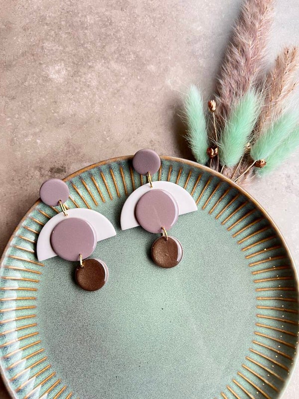 Statement oorbellen AZTEEKA creme & taupe