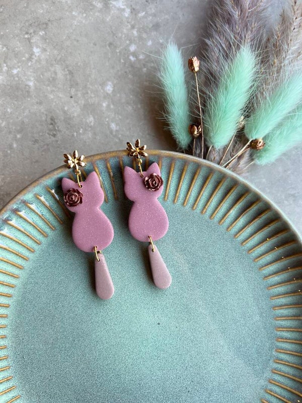 Bronzy chocola katten oorbellen