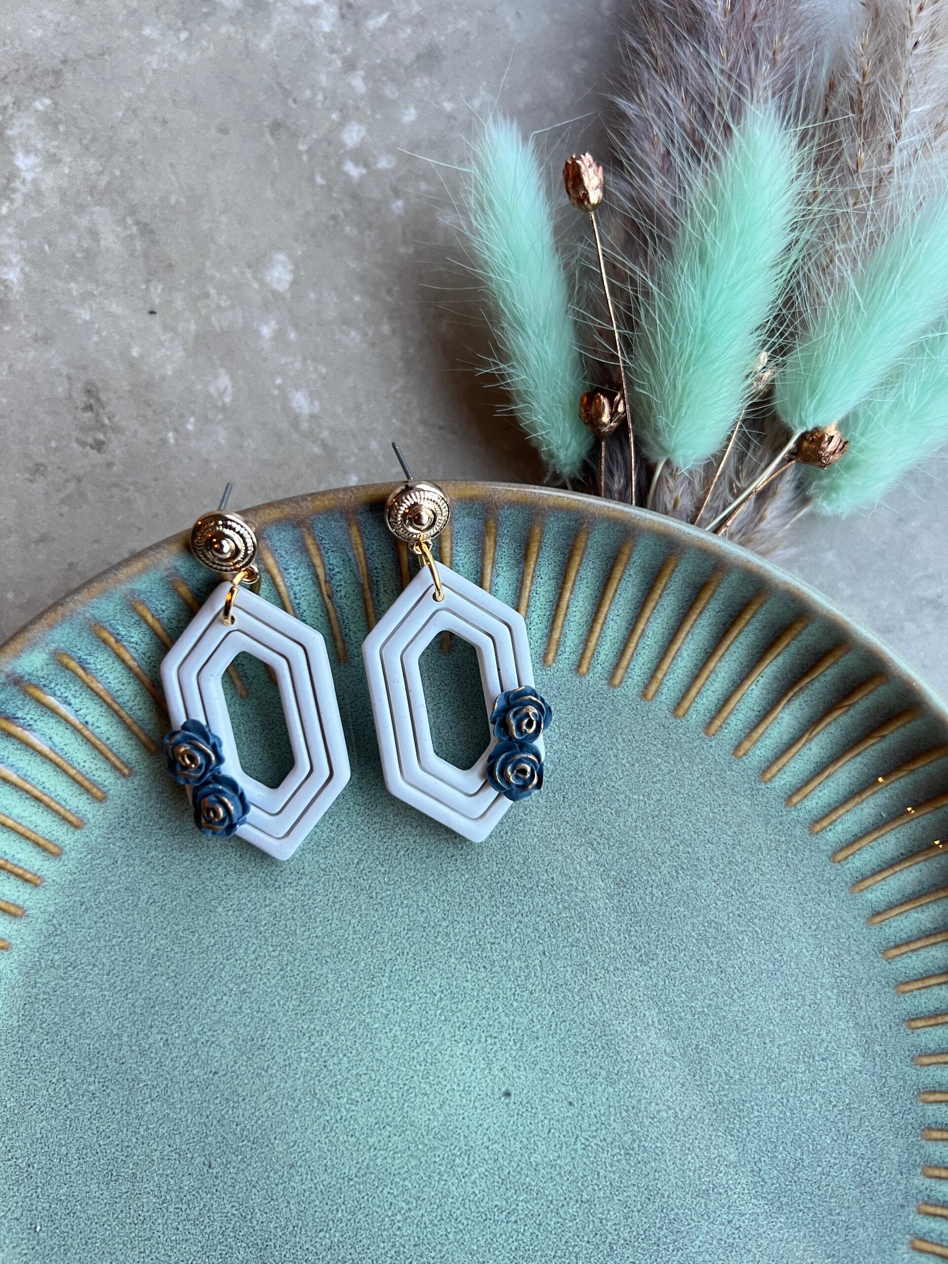 Boho oorbellen INDIE BLOOM blue roses
