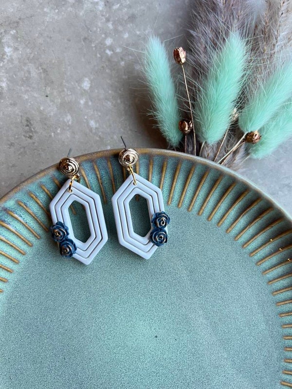 Boho oorbellen INDIE BLOOM blue roses