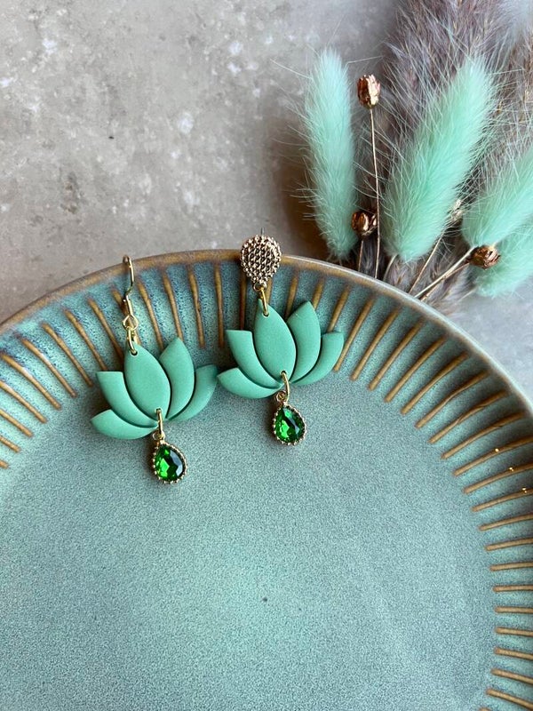 Lotus oorbellen apple green