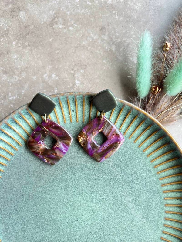 Statement oorbellen AMETHYST FOREST