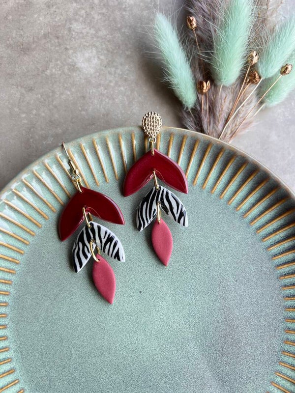Statement oorbellen leaf ZEBRA COUTURE