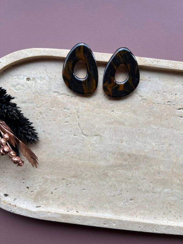AURI organische maxi studs – Espresso Love oorbellen