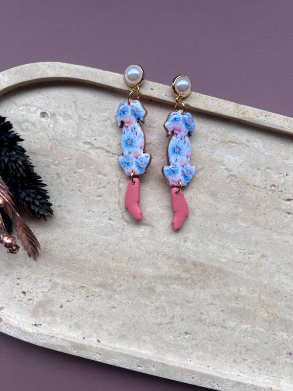 Honden oorbellen pearl blue