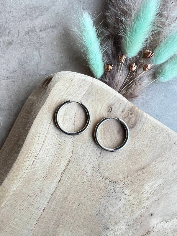 Oorbel rond zilver 25 mm