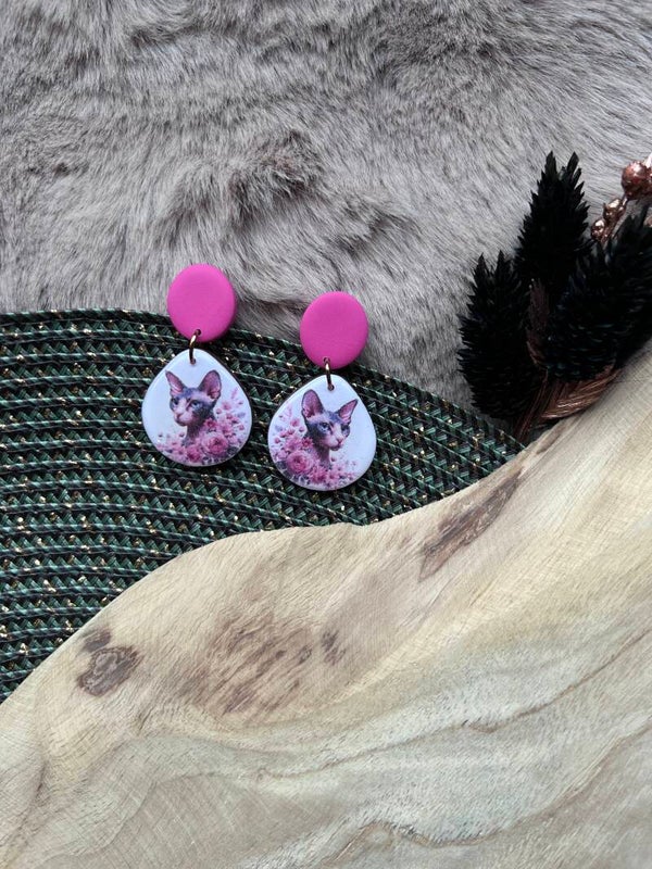 Sphynx oorbellen pink blossom