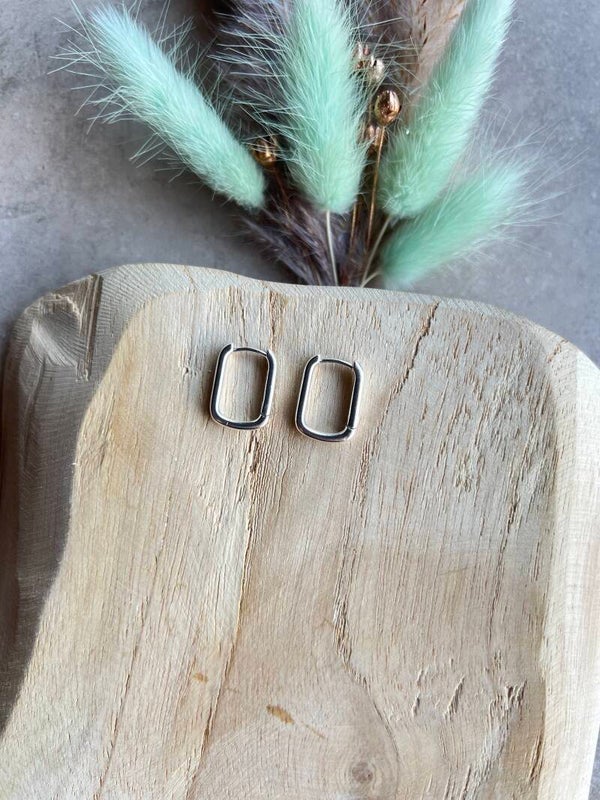 Oorbel ovaal mini 16 mm zilver