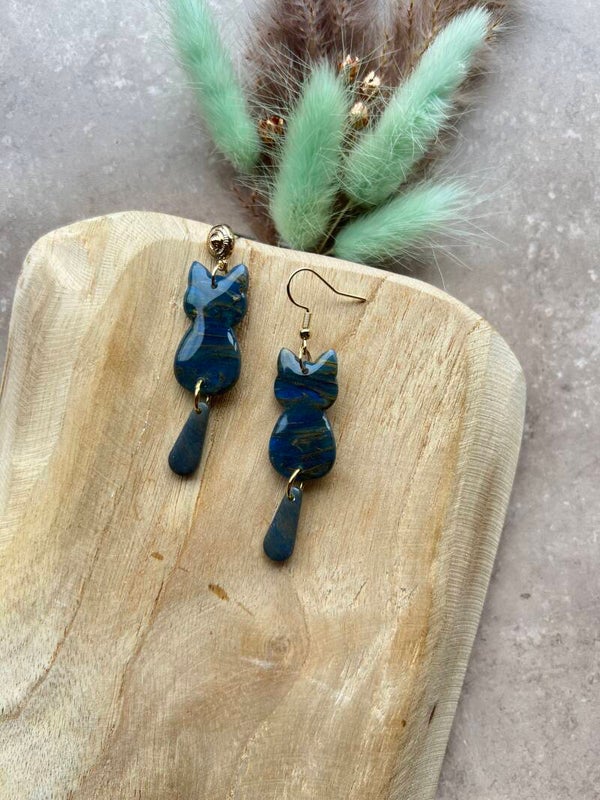 Katten oorbellen peacock