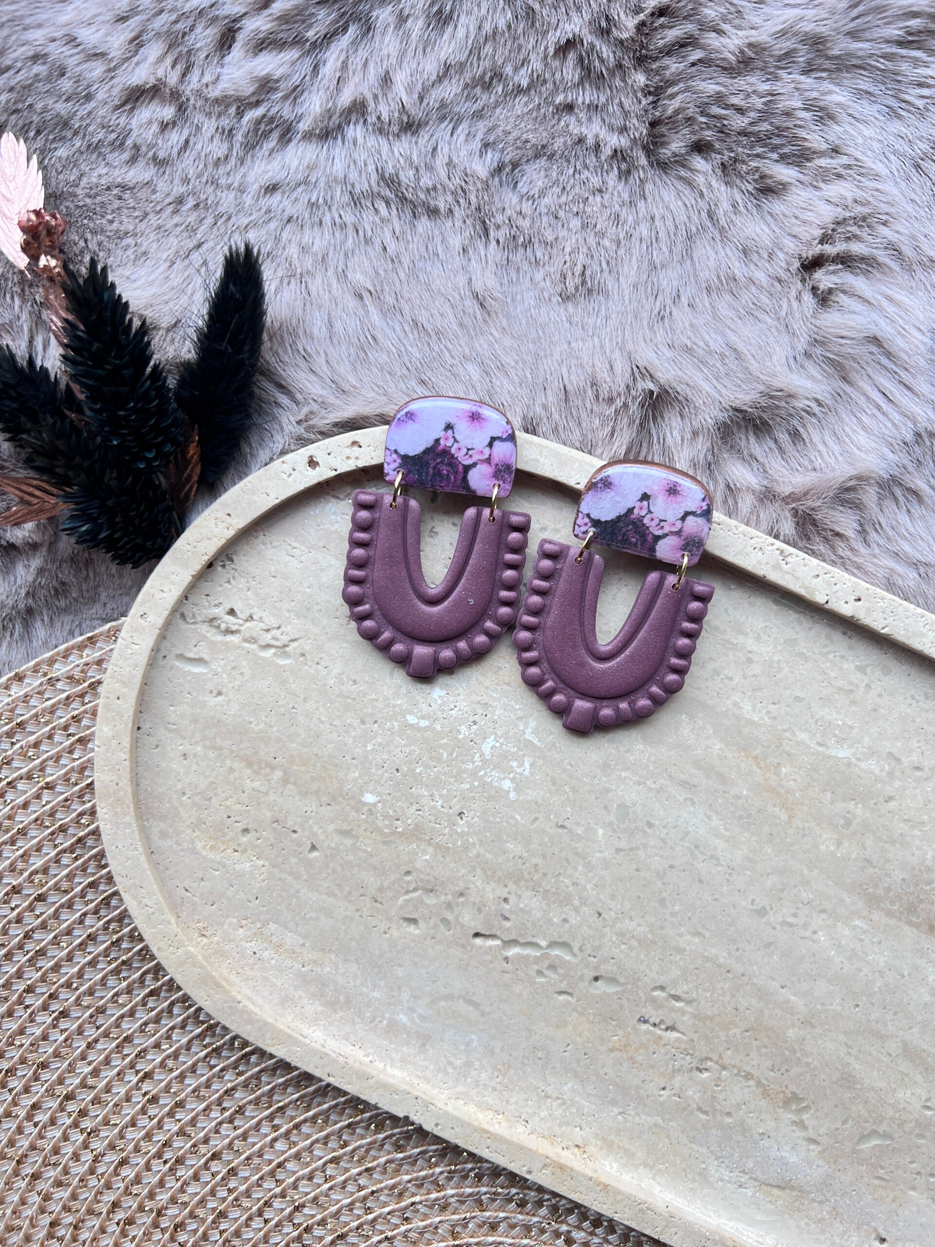 Oorbel RHEA mauve blossem