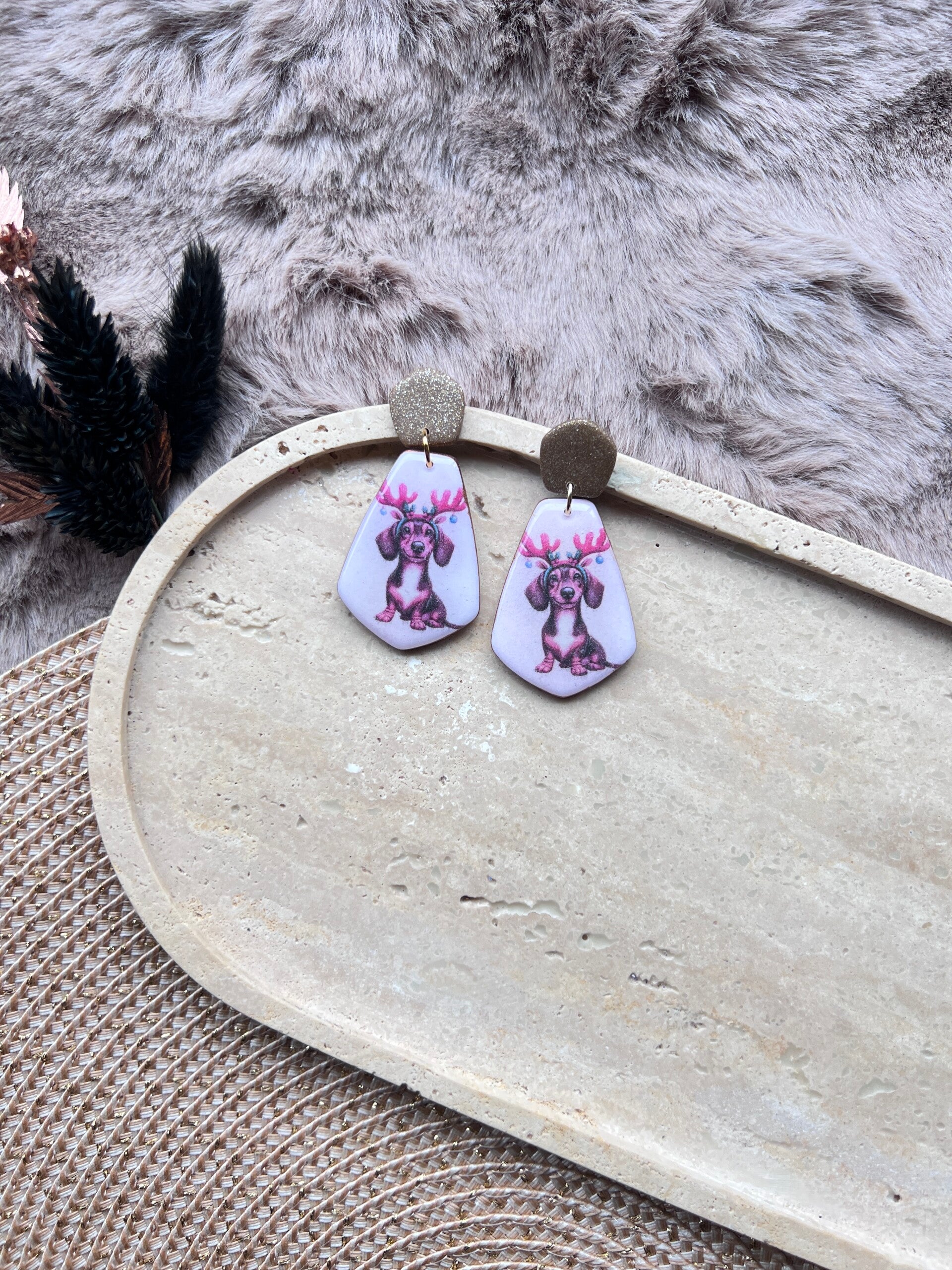 Dachshund kerst oorbellen