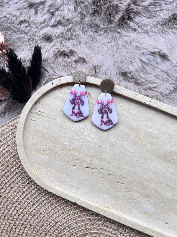 Dachshund kerst oorbellen