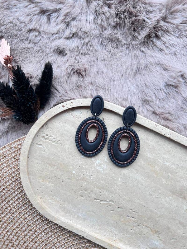 Oorbel ELLY black glitter