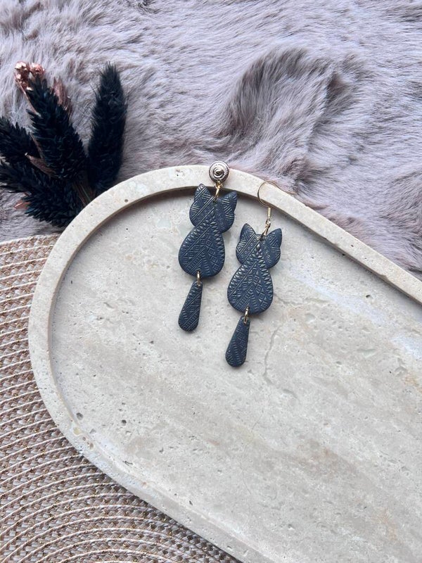 Katten oorbellen aztec gold