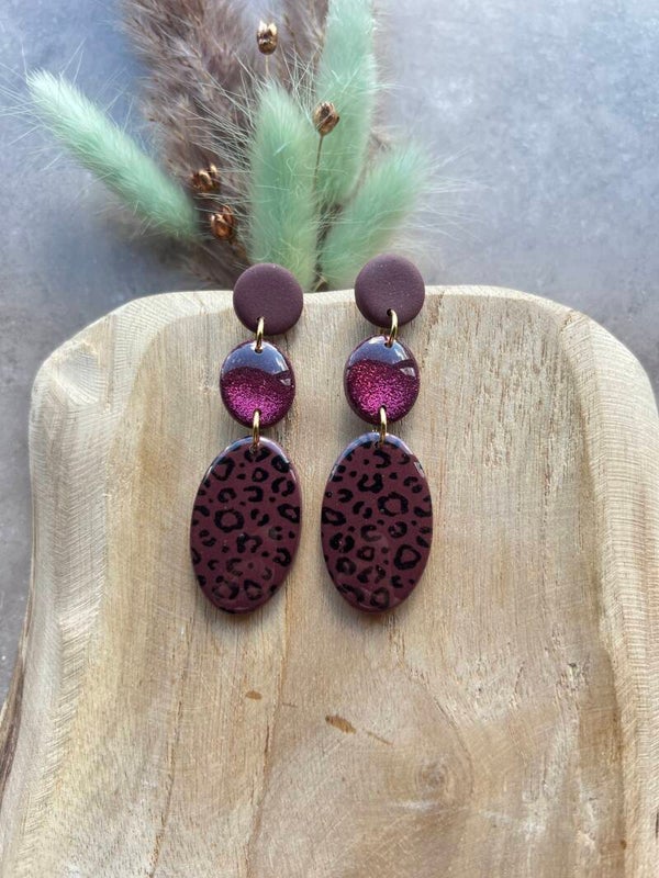 Statement oorbellen WILD REBEL burgundy