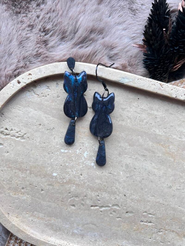 Katten oorbellen blue fairy dust