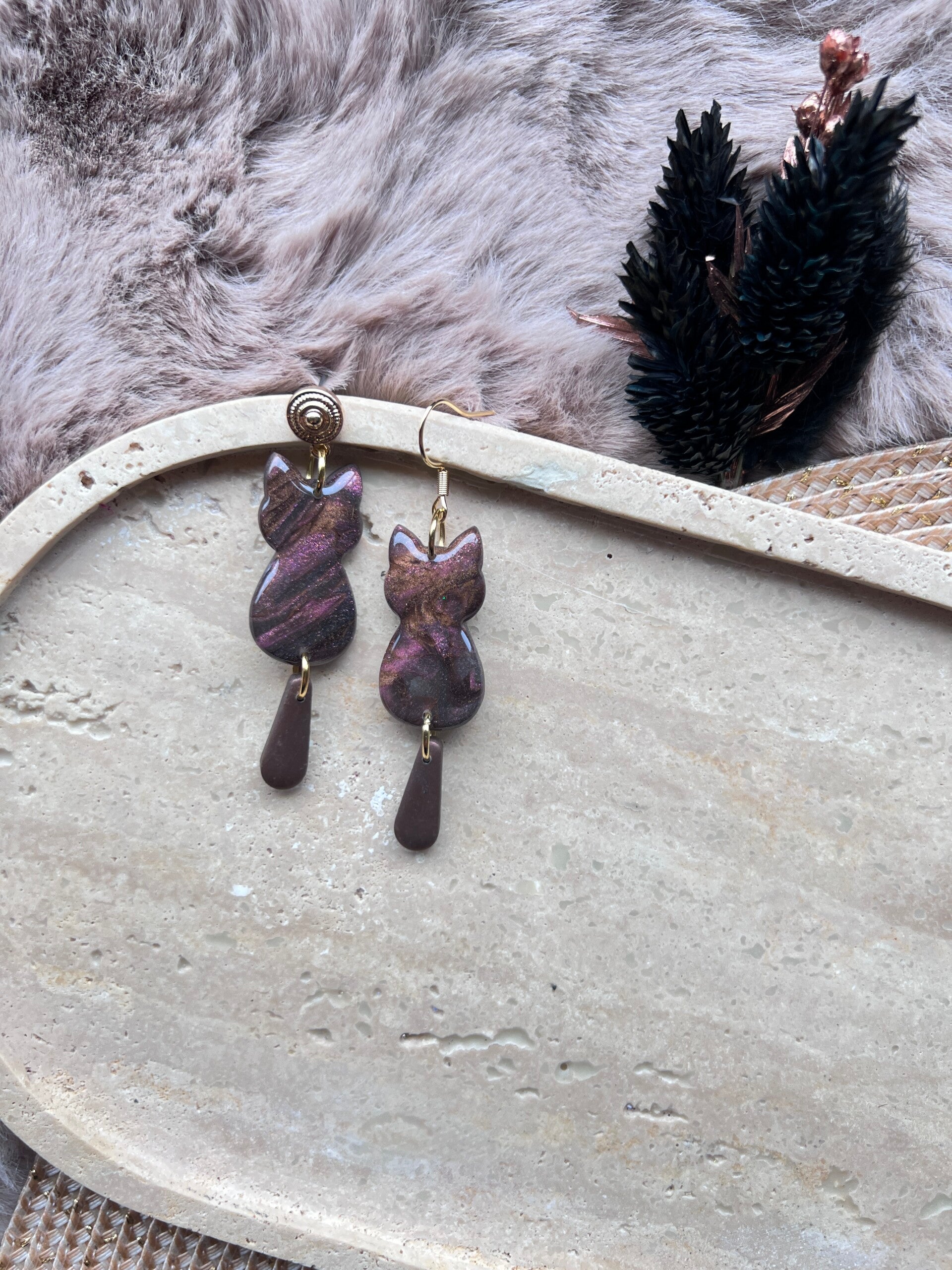 Katten oorbellen brown fairydust