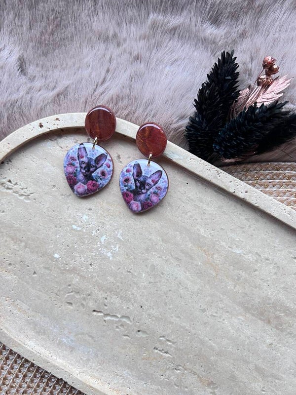 Sphynx katten oorbellen orange |||