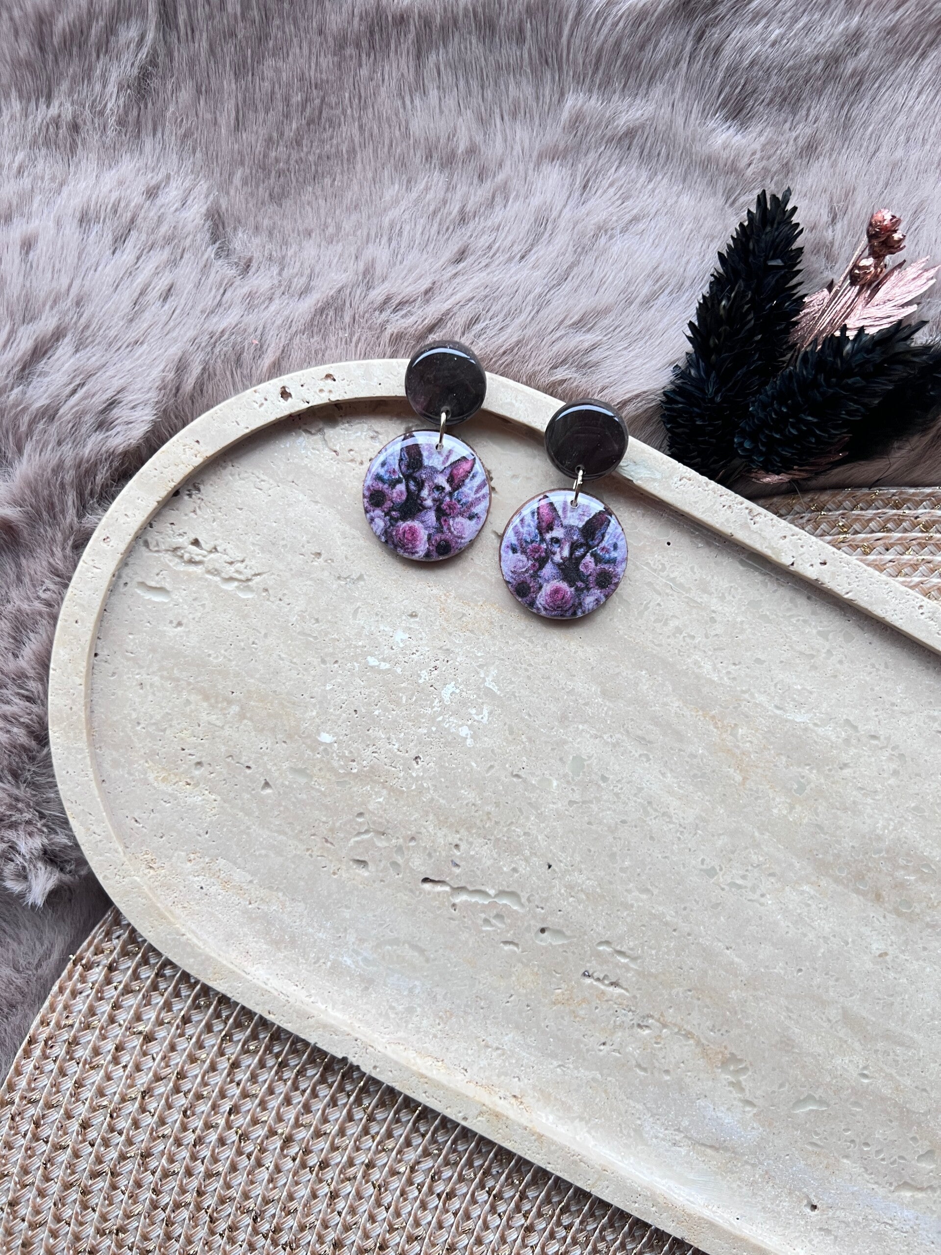 Sphynx katten oorbellen brown ||||