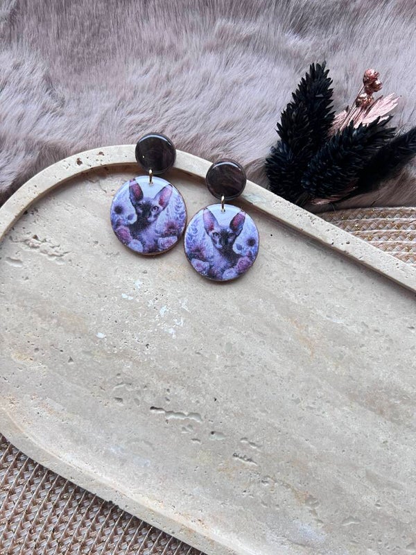 Sphynx katten oorbellen brown |||||