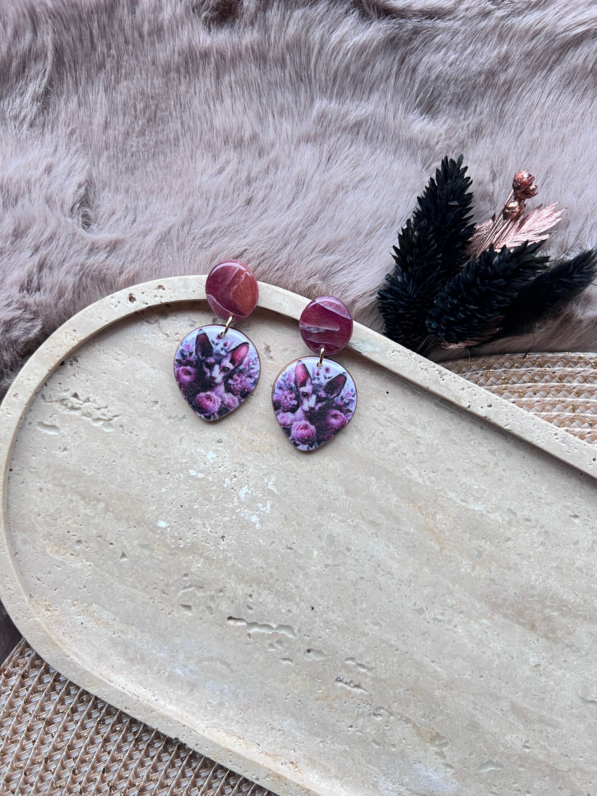 Sphynx katten oorbellen raspberry |