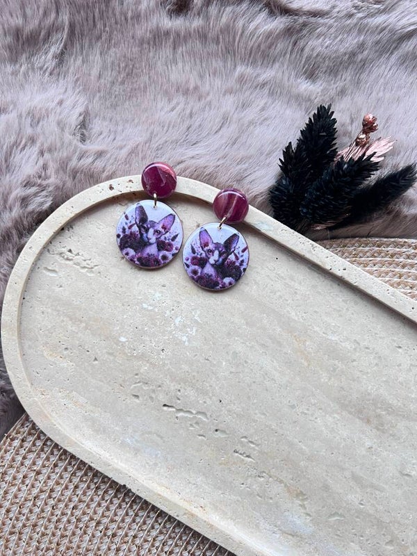 Sphynx katten oorbellen raspberry |||