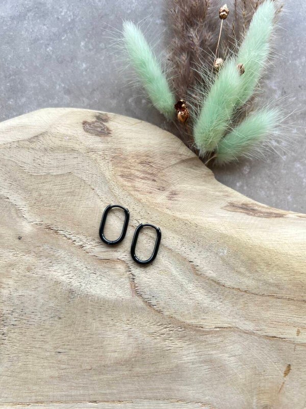 23. Oorbel ovaal zwart 17 mm