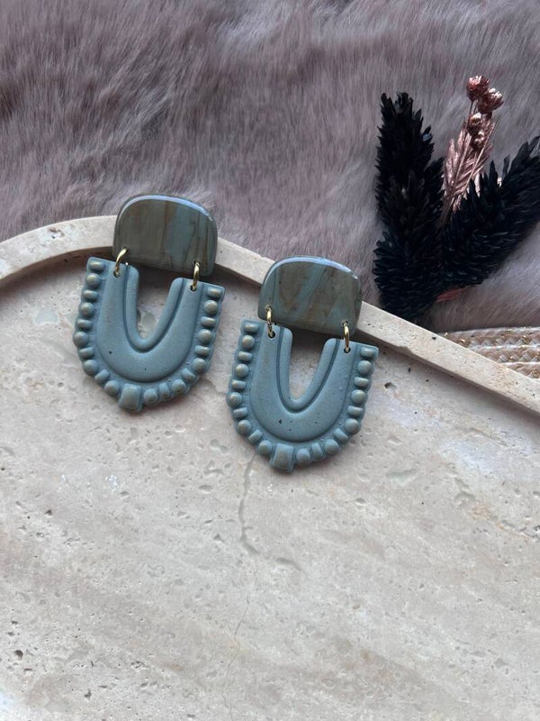 Oorbel RHEA sage & gold