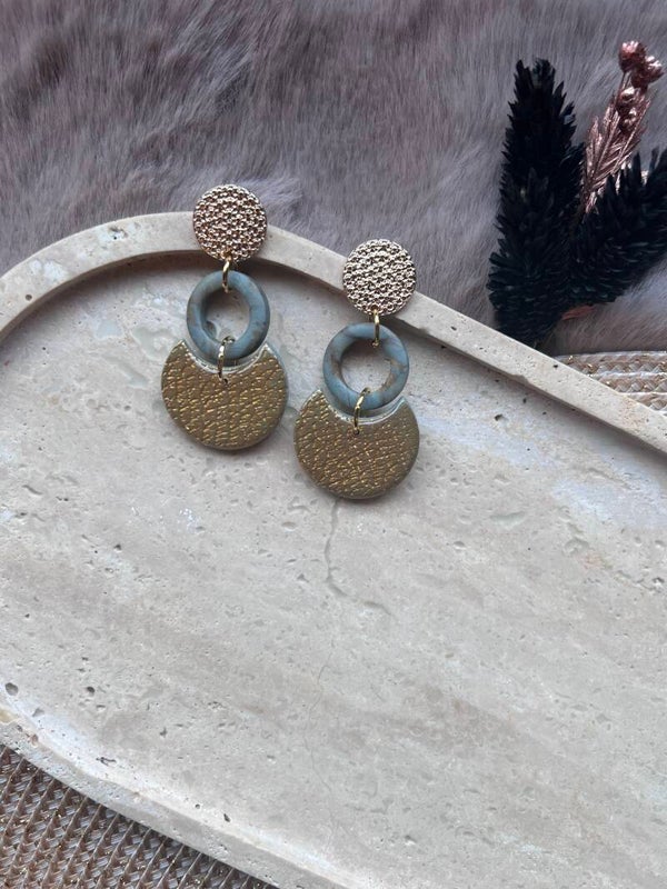 Oorbel AMARA sage & gold