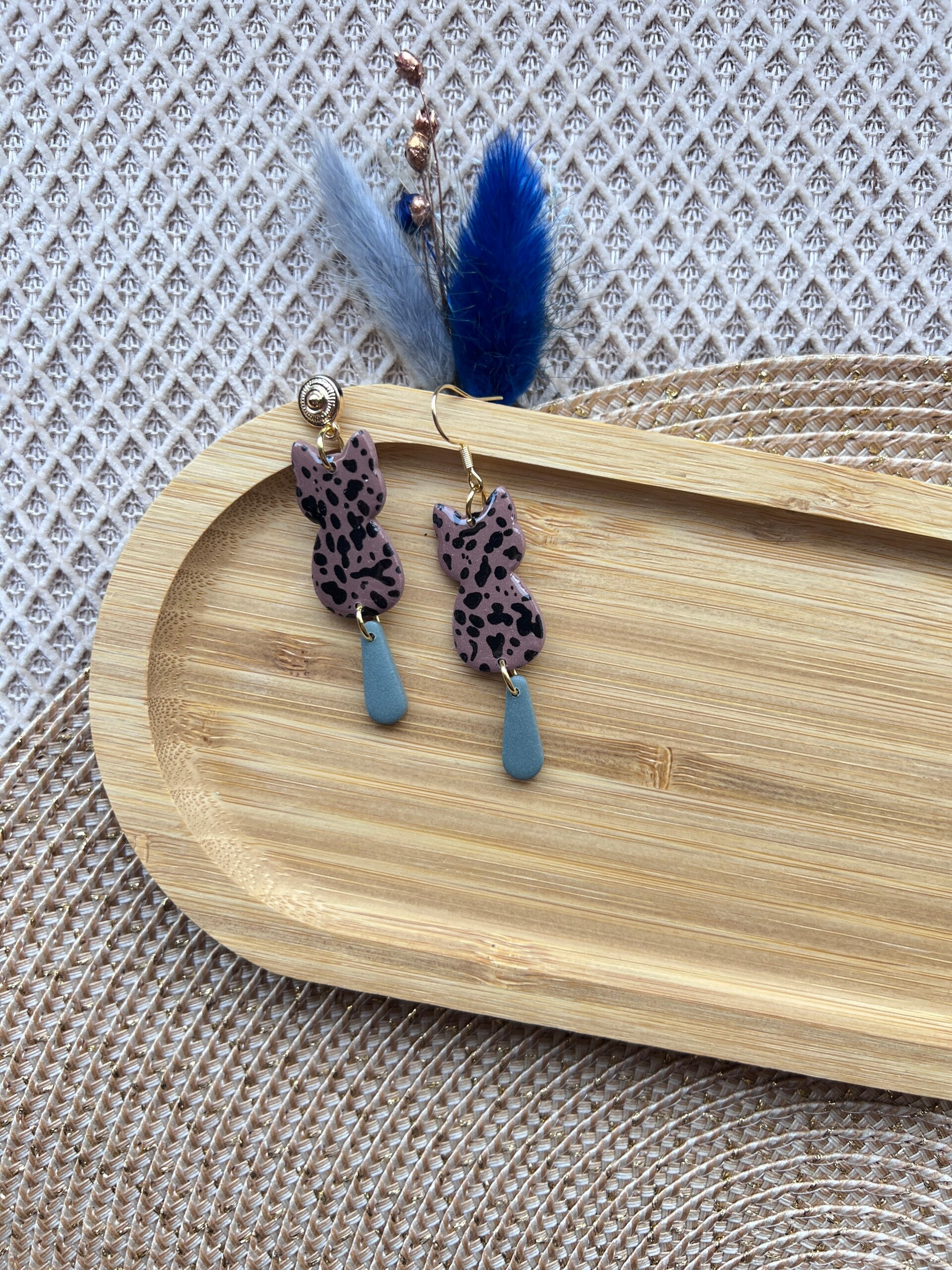 Katten oorbellen BOHO RODEO brown