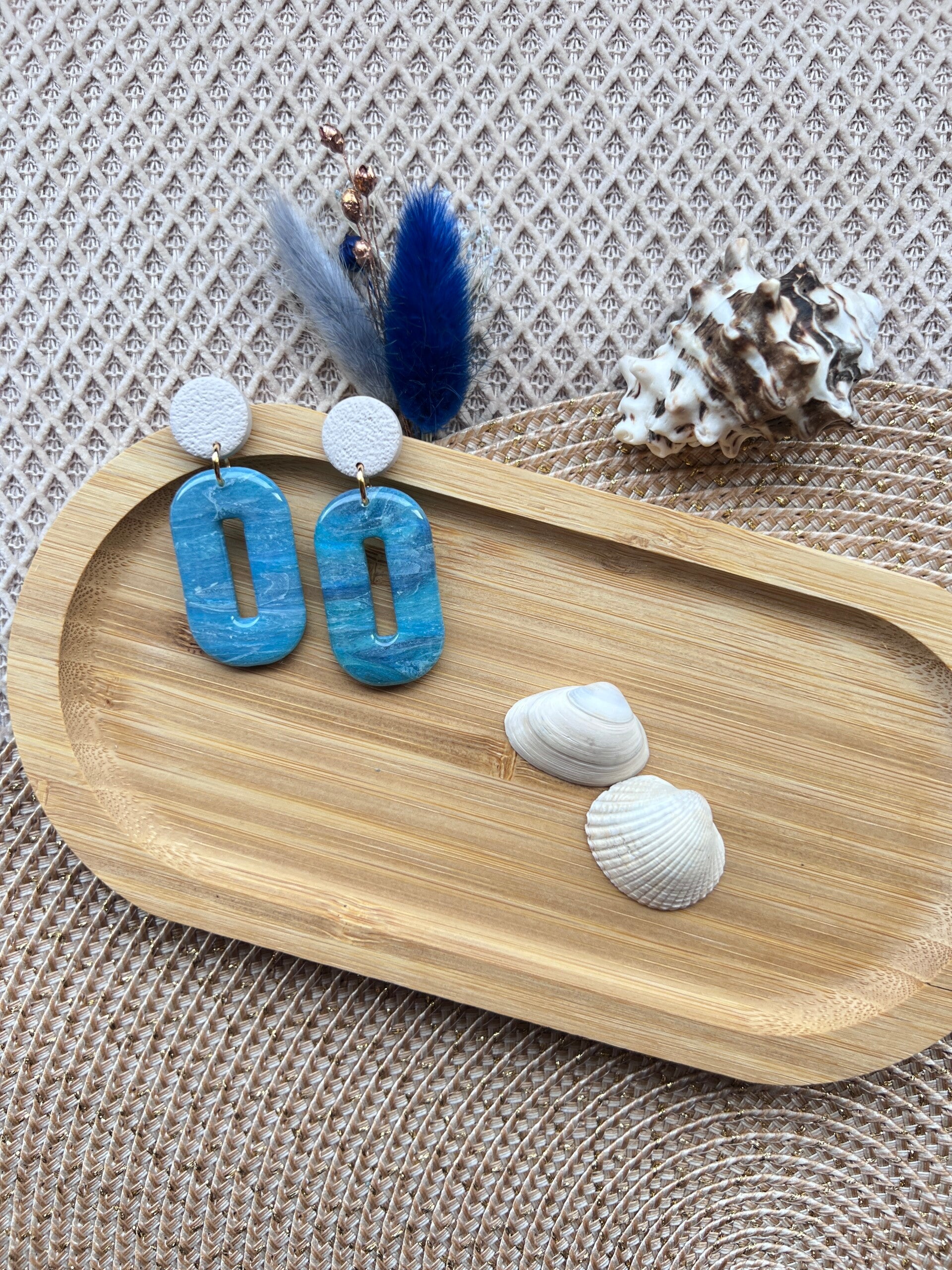 Azure |||||| blauwe marmer oorbellen