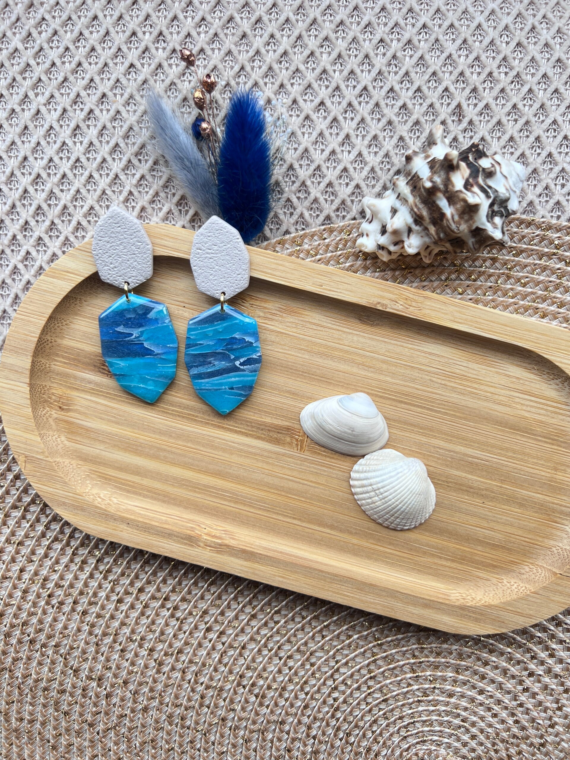 Azure |||| blauwe marmer oorbellen