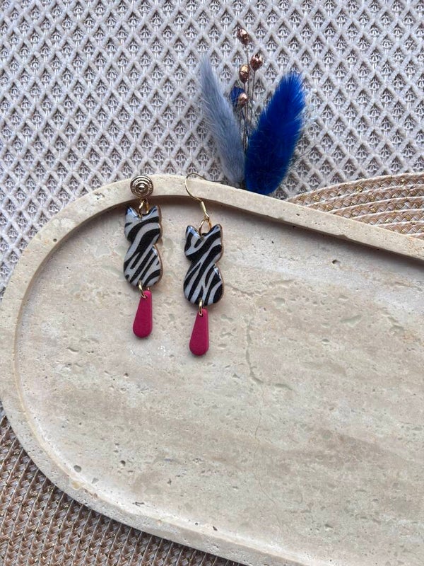 Katten oorbellen ZEBRA COUTURE