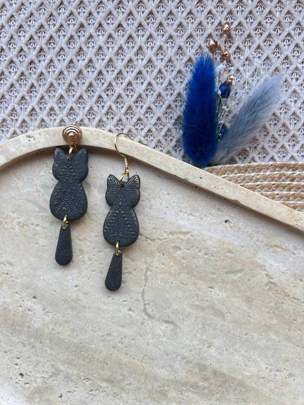 Katten oorbellen aztec gold S