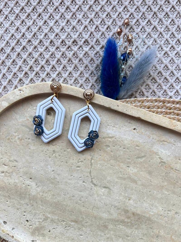 Boho oorbellen INDIE BLOOM blue roses