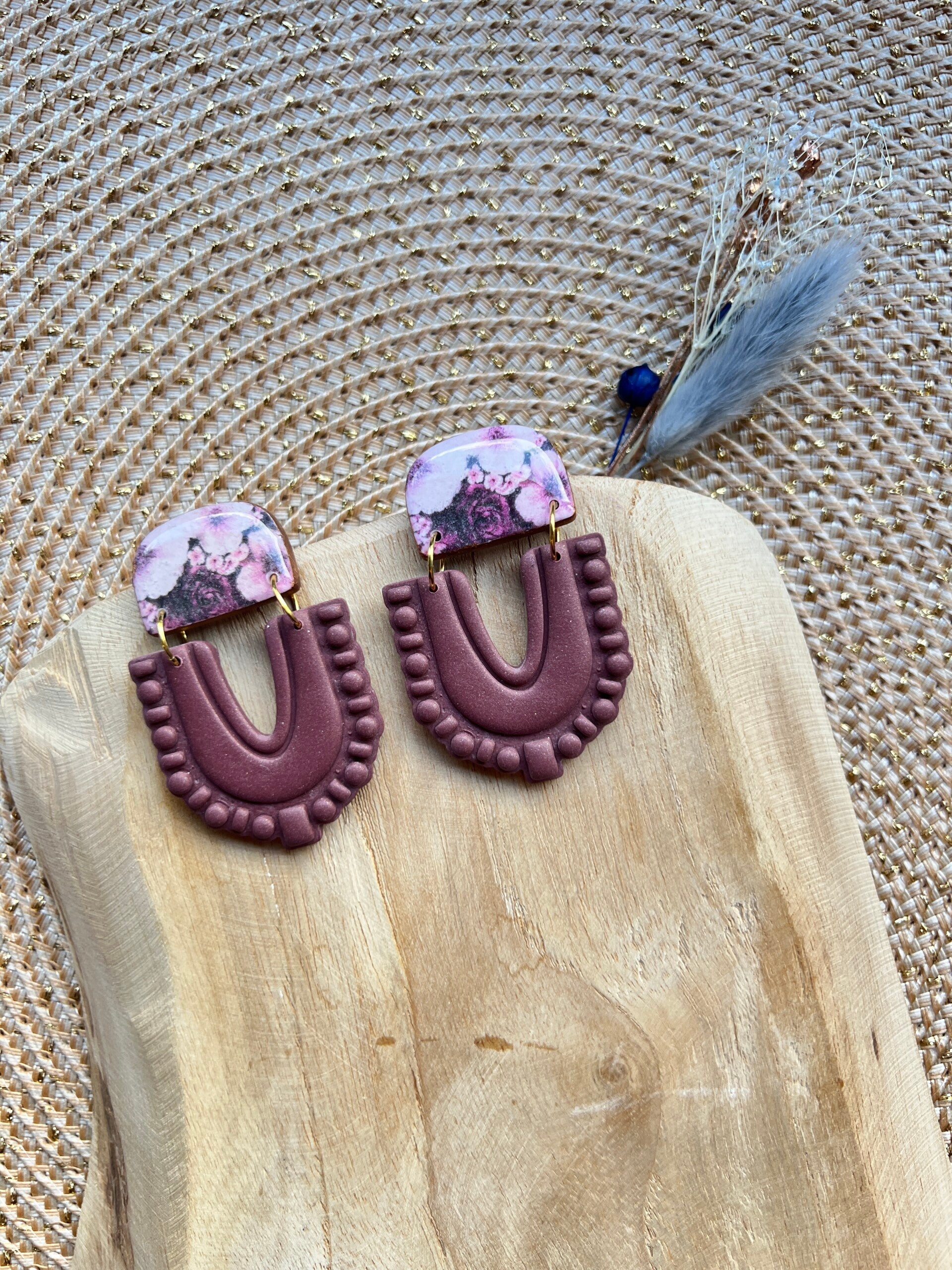 Oorbel RHEA mauve blossem