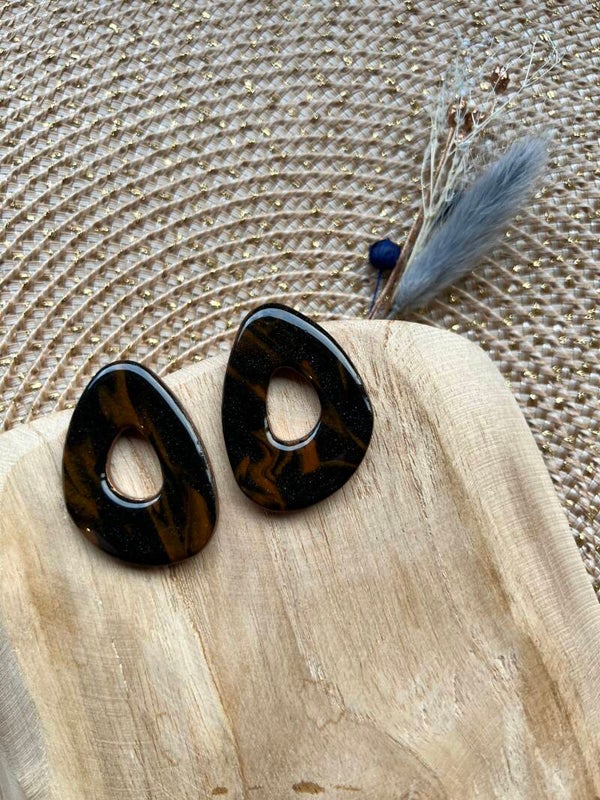 AURI organische maxi studs – Espresso Love oorbellen
