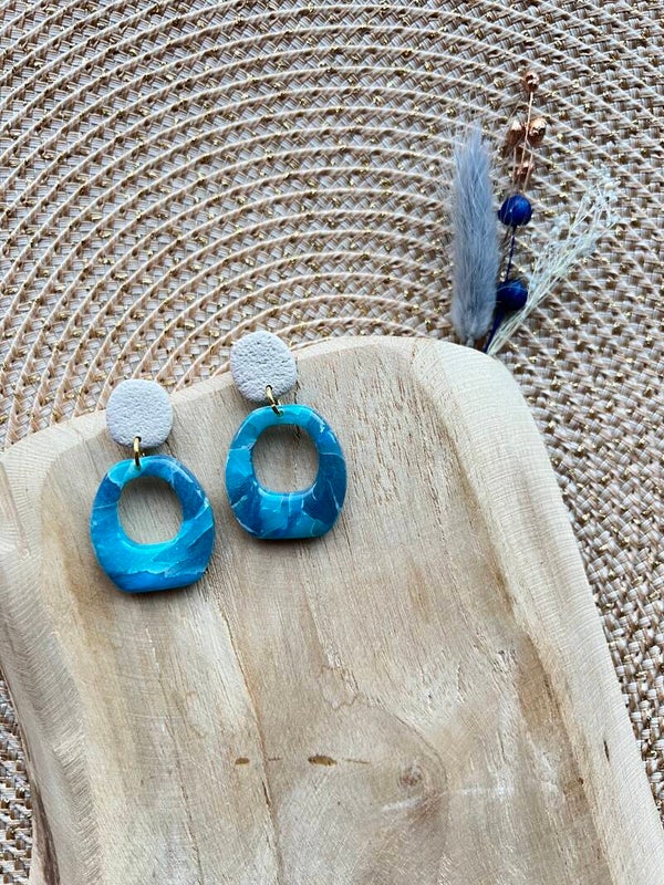 Azure 4 blauwe marmer oorbellen