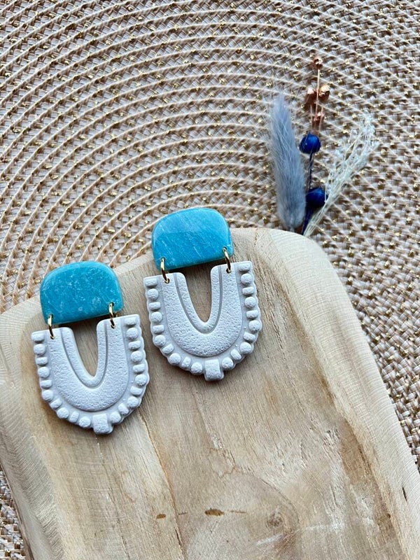 Azure || blauwe marmer oorbellen