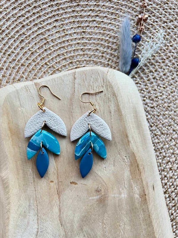 Azure ||| blauwe marmer oorbellen