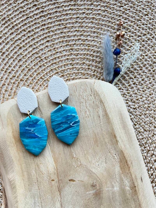 Azure |||| blauwe marmer oorbellen