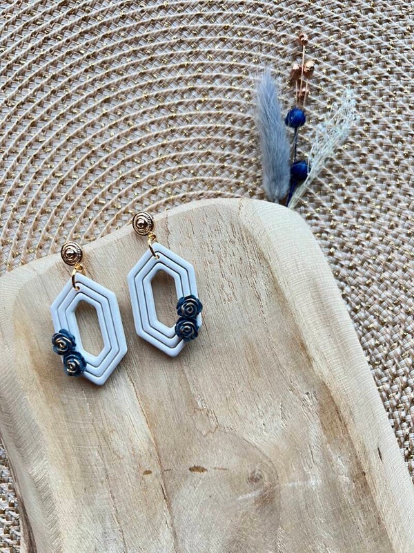 Boho oorbellen INDIE BLOOM blue roses